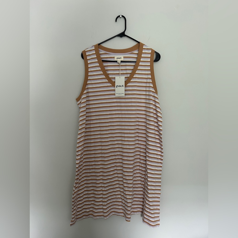 Pact Striped Sleeveless Dress NWT